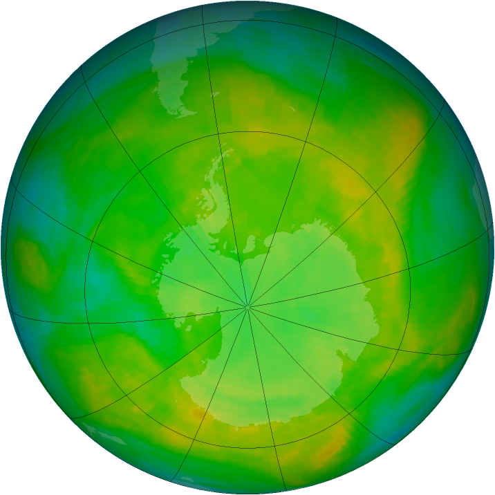 Antarctic ozone map for 08 December 1988